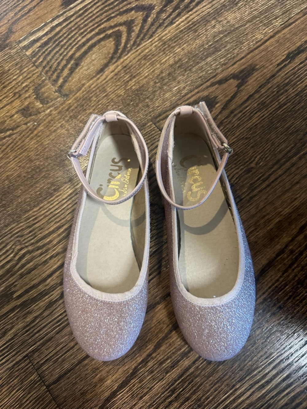 Circus by Sam Edelman Girls' Pink Glitter Ankle-Strap Flats